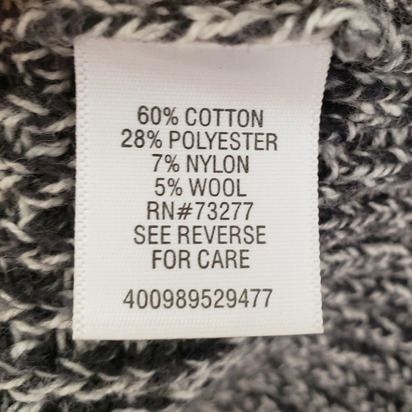 Sonoma Marled Crewneck Sweater Pullover Black White Knit Patch Elbows Sz Medium - Picture 2 of 11